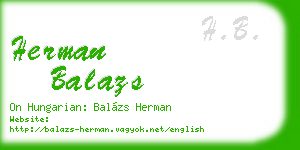 herman balazs business card
